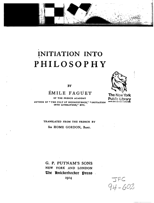 Cover of Initiation into Philosophy