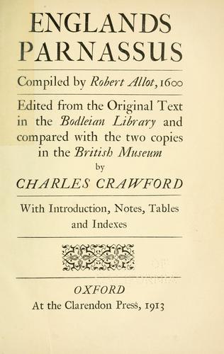 Cover of Englands Parnassus