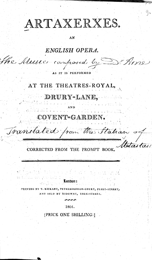 Cover of Artaxerxes