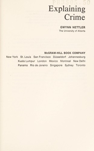 Cover of Explaining crime