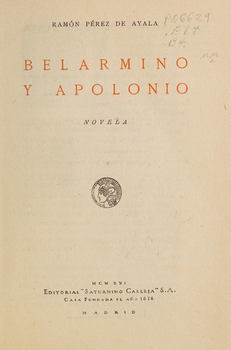 Cover of Belarmino y Apolonio. --