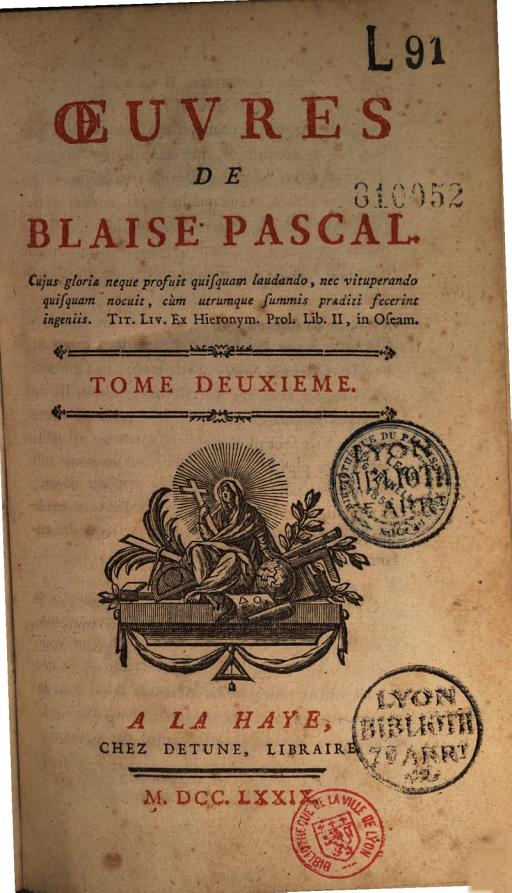 Cover of Oeuvres de Blaise Pascal