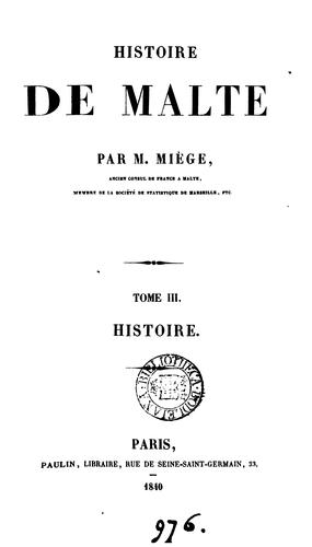 Cover of Histoire de Malte