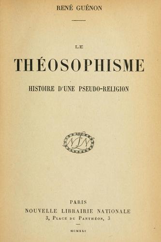 Cover of Le théosophisme