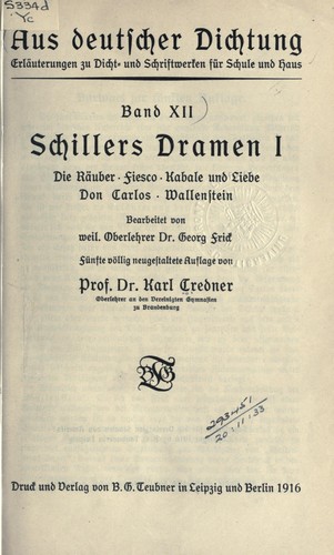 Cover of Schillers Dramen I