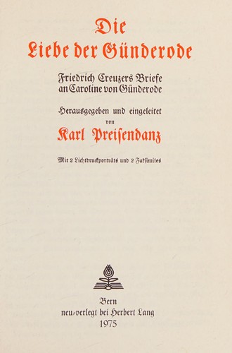 Cover of Die Liebe der Günderode
