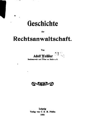 Cover of Geschichte der Rechtsanwaltschaft