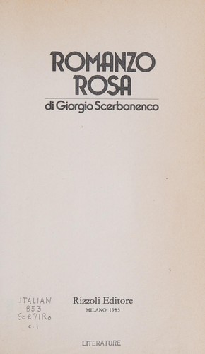 Cover of Romanzo rosa