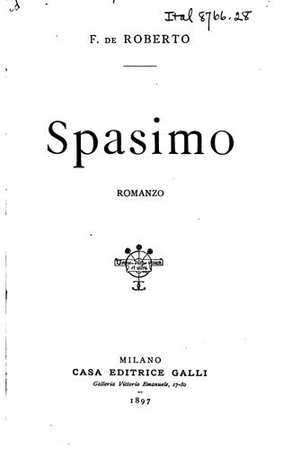Cover of Spasimo: Romanzo