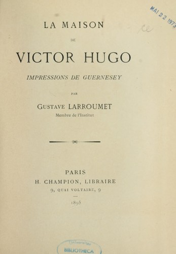 Cover of La maison de Victor Hugo