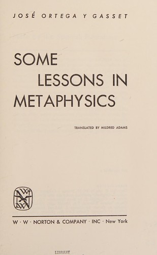 Cover of Some Lessons in Metaphysics
