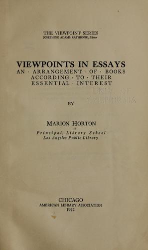Cover of Viewpoints in essays