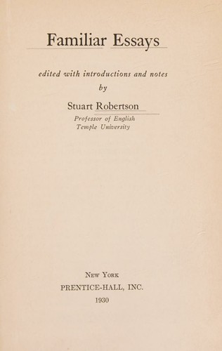 Cover of Familiar essays