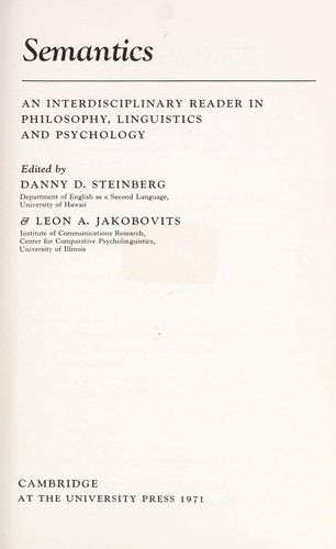 Cover of Semantics; an interdisciplinary reader in philosophy, linguistics and psychology