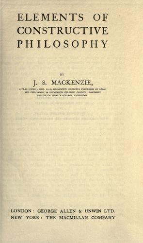 Cover of Elements of Constructive Philosophy