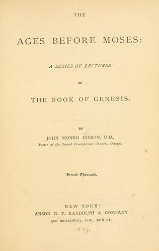 Cover of The ages before Moses