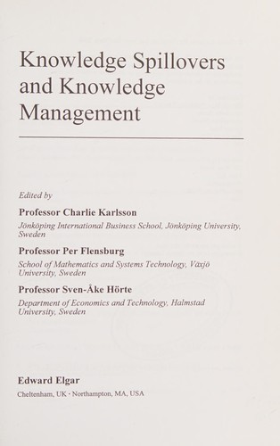 Cover of Knowledge spillovers and knowledge management
