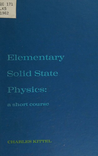 Cover of Elementary solid state physics