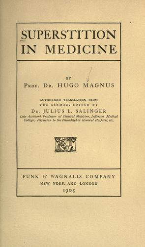 Cover of Superstition in medicine