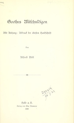 Cover of Goethes Mitschuldigen