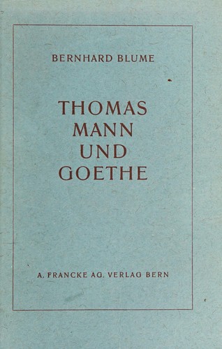 Cover of Thomas Mann und Goethe