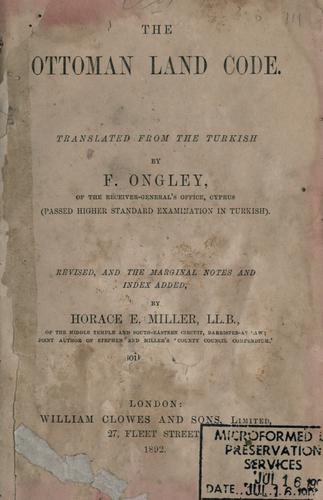 Cover of The Ottoman land code