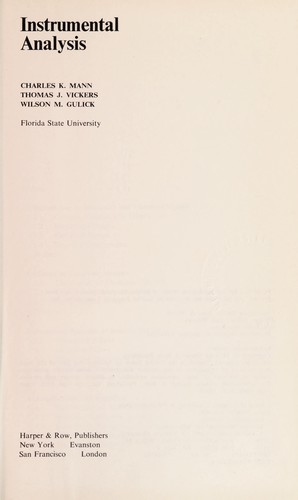 Cover of Instrumental analysis