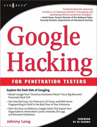 Cover of Google hacking for penetration testers