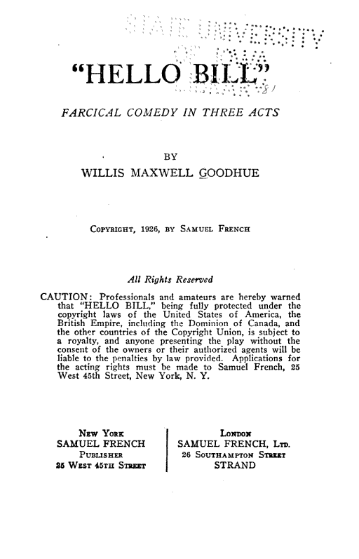 Cover of "Hello Bill"