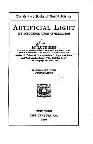 Cover of Artificial Light: Its Influence upon Civilization