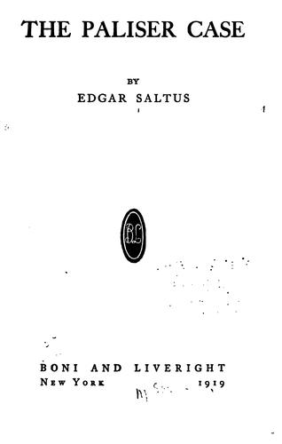 Cover of The Paliser case