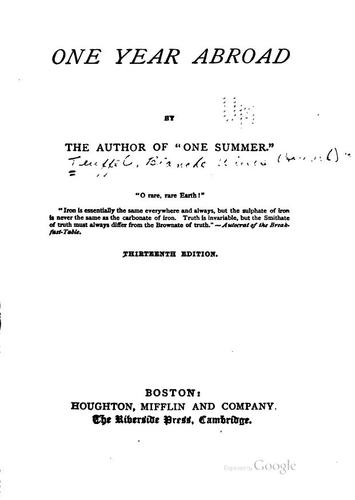 Cover of One Year Abroad