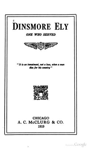 Cover of Dinsmore Ely, One Who Served