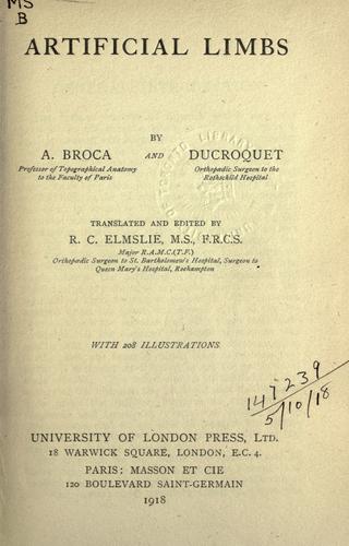 Cover of Artificial Limbs