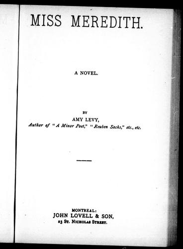Cover of Miss Meredith