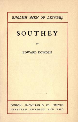 Cover of Southey