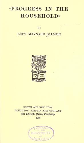 Cover of Progress in the household