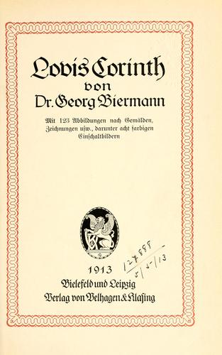 Cover of Lovis Corinth