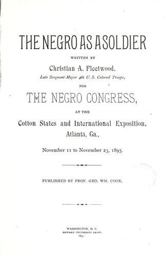 Cover of The Negro as a soldier
