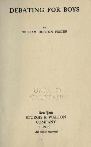 Cover of Debating for boys