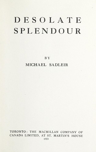 Cover of Desolate splendour