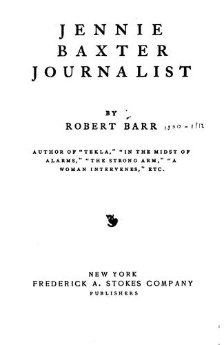 Cover of Jennie Baxter, Journalist