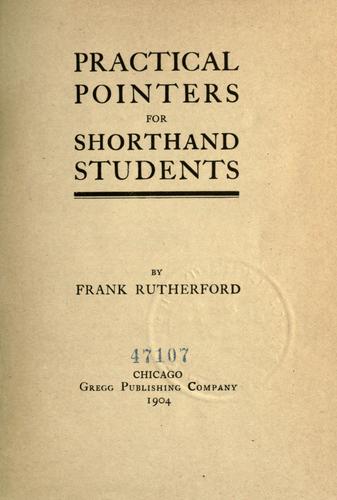 Cover of Practical Pointers for Shorthand Students