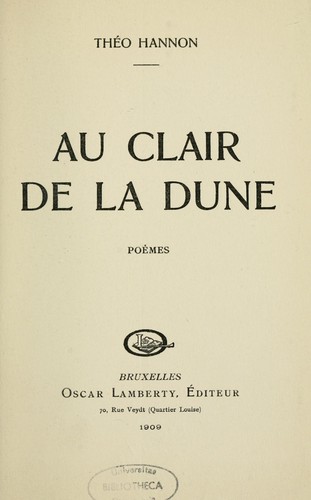 Cover of Au clair de la dune