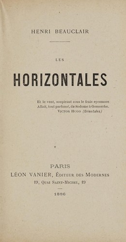 Cover of Les Horizontales