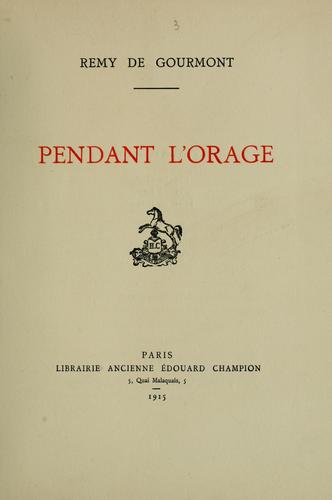 Cover of Pendant l’orage