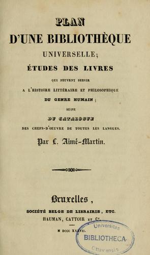 Cover of Plan d’une bibliothèque universelle