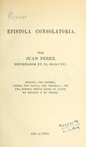Cover of Epistola consolatoria