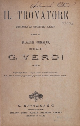 Cover of Il trovatore