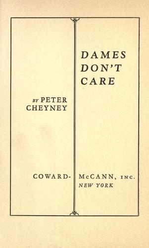 Cover of Dames don't care